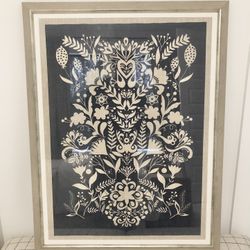 Navy Wall Art On Linen Backing - Large (26” x32”)
