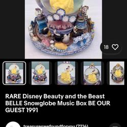 Vintage Rare Disney's Beauty and the Beast Be Our Guest Snowglobe.