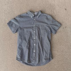 Ben Sherman Black White Gingham Check Short Sleeve Button Down Shirt Mens Size S