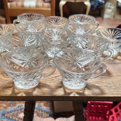 Set Of 12 Crystal Punch Bowl Glass Cups. 