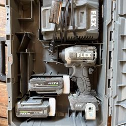 FLEX 24v Impact Driver Drill With 2 Batteries And Fast Charger