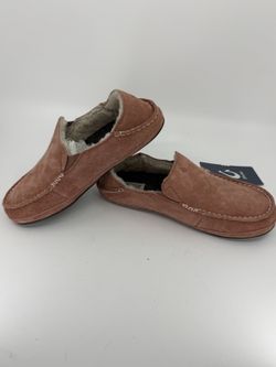 Nohea Women's Suede Slippers Pink Shearling Lined Size 8