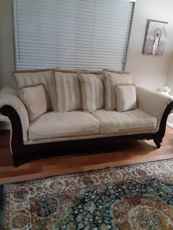 Two-Piece Victorian Style Sofa set.Jaquard print fabric.