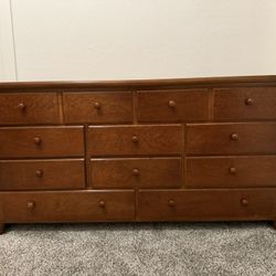 Thomasville Dresser With Mirror, Night Stand and Queen Bed Head Piece