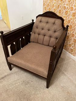 Antique dark wood low chair