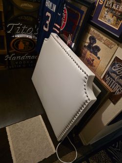 White Faux Leather Headboard with Nailhead Trim Twin size