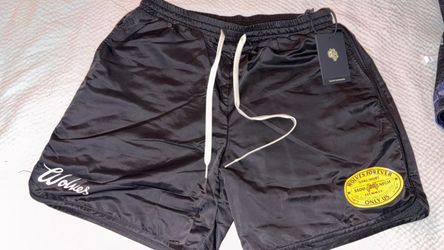 Darc sport Tale of Two Wolves Black Satin Shorts