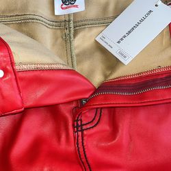 Asaali Red Leather Jeans