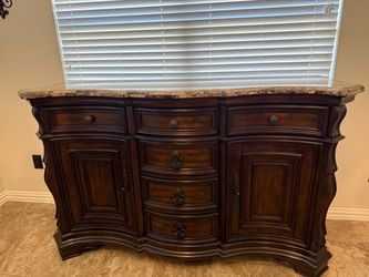 Beautiful Ornate Buffet with Granite Top