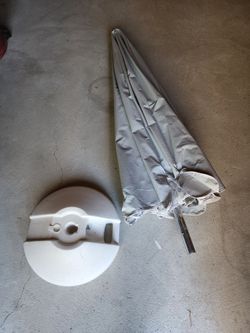 Outdoor White Umbrella with Base