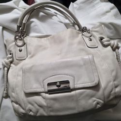 Coach White Leather Tote Handbag Purse 12" X 11" X 3"
