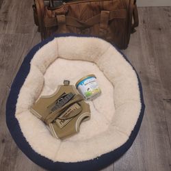 Cat Carrier, Bed, Vest For Medium Size Cat, And Calming Treats, $25 for all