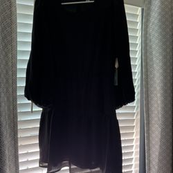 Cece Ribbed Puff Sleeve Dress