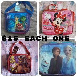 INSIDE OUT, MINNIE MOUSE, FROZEN OR FIVE NIGHTS AT FREDDY'S LUNCHBAG WITH ADJUSTABLE STRAPS 👆 PRICE IS FOR EACH ONE 👆