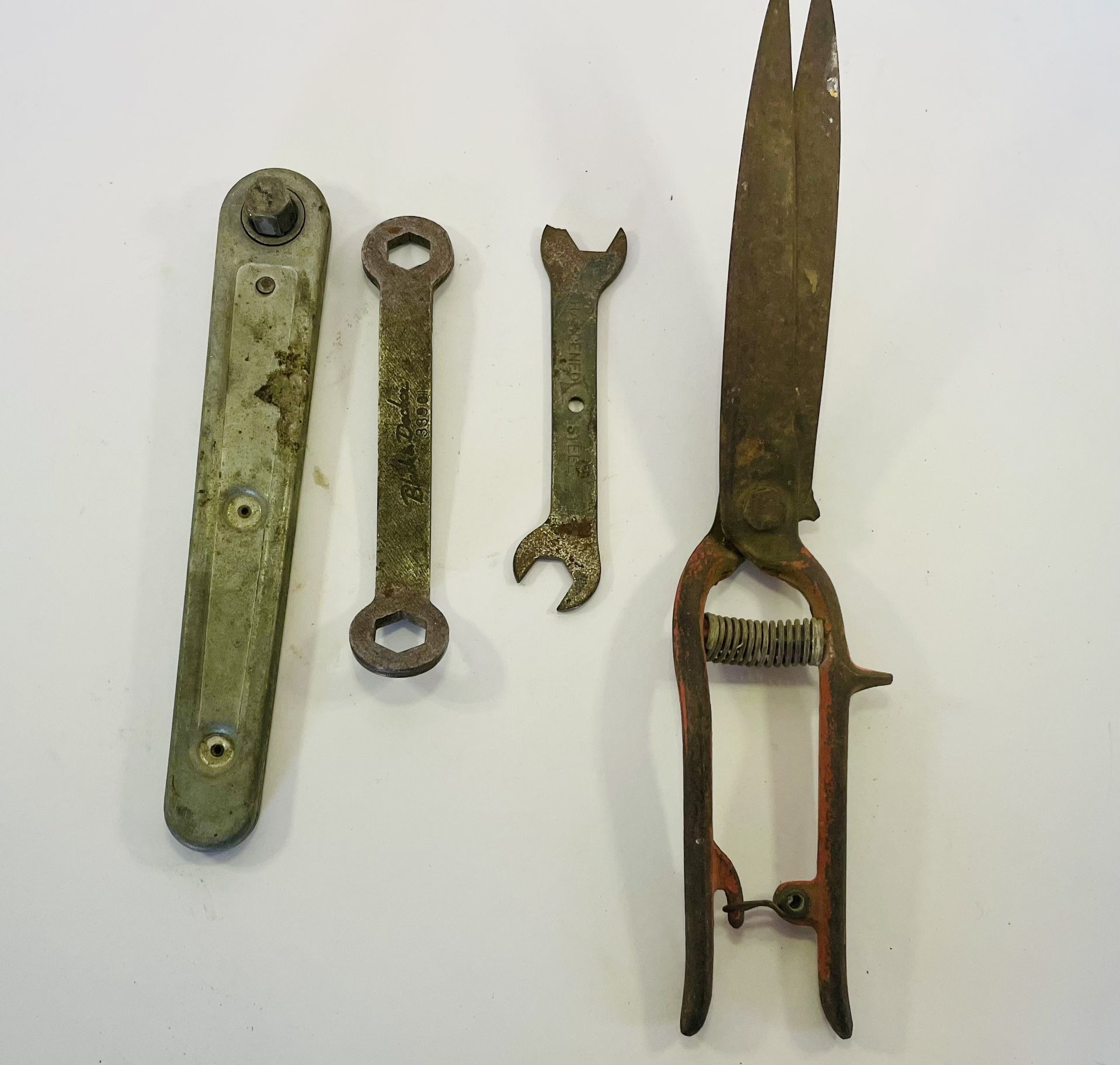Lot Of 4 Antique Tools Sheers Ratchet Wrench