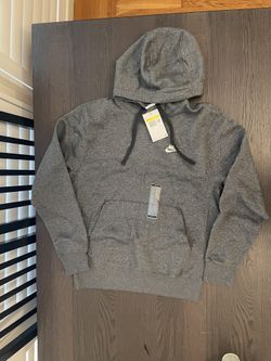 Nike Club Fleece Pullover Hoodie Charcoal Mens Small BV2654-071