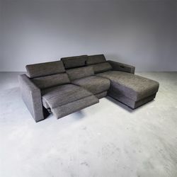 Modern Grey Electric Recliner Corner Sofa - Like New
