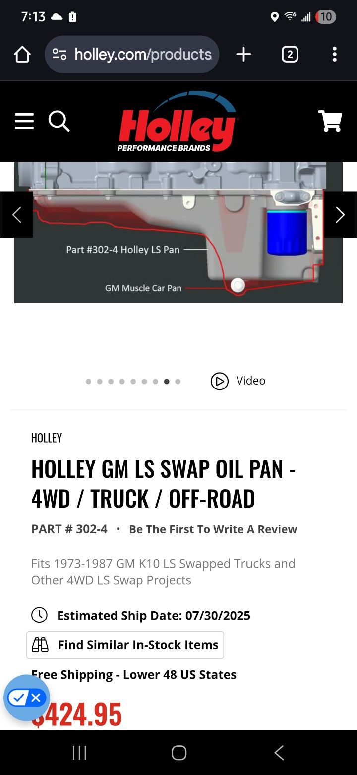 Holley 302-4 Ls Swap Oil Pan W/baffle