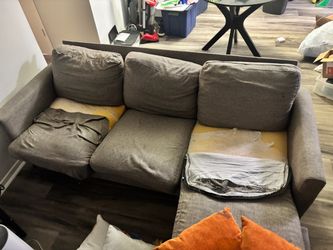 Gray Fabric 3-Seat Sofa