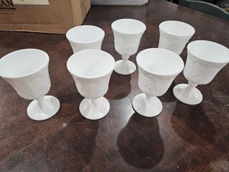 White, Milk Glass Wine Glasses