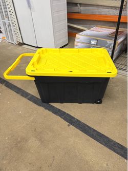 NEW HDX 27 Gallon Heavy Duty Storage Tote Bin w/ Wheels & Handle
