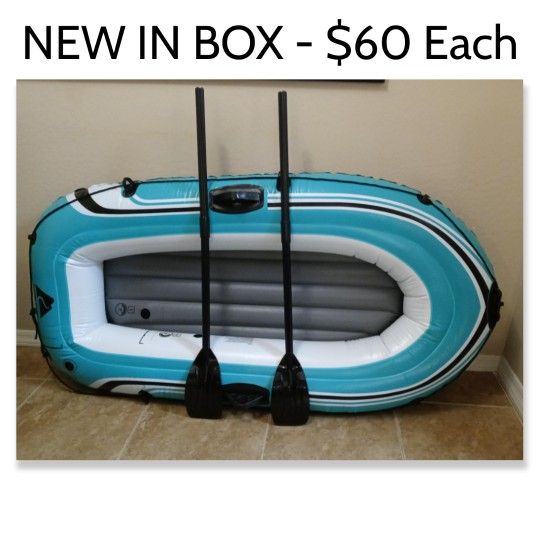 NEW IN BOX 2 Person Inflatable Fishing Boat Float Tube Raft with Oars