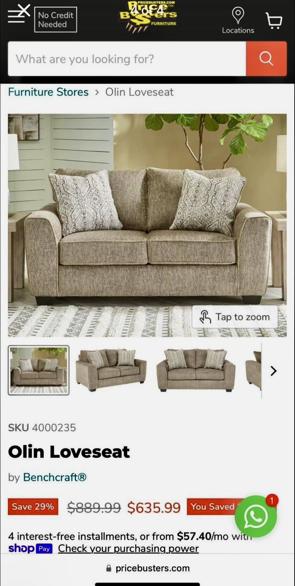 Couch BRAND NEW Olin Chocolate 2 Seater Sofa Loveseat Ashley Furnishings