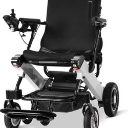 Careboda Intelligent Lightweight Foldable Electric Wheelchair, 15.5 Miles Range All Terrain Comfortable Motorized Wheelchair, 2x180W Powerful Motor, A