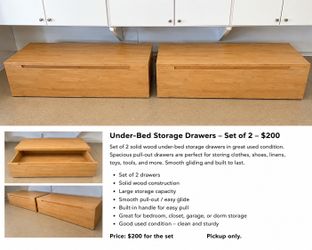 Set of 2 Real Wood Storage Benches / Storage Chests – $150