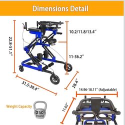 Four-Wheel Rolling Walker with Seat, Height-Adjustable