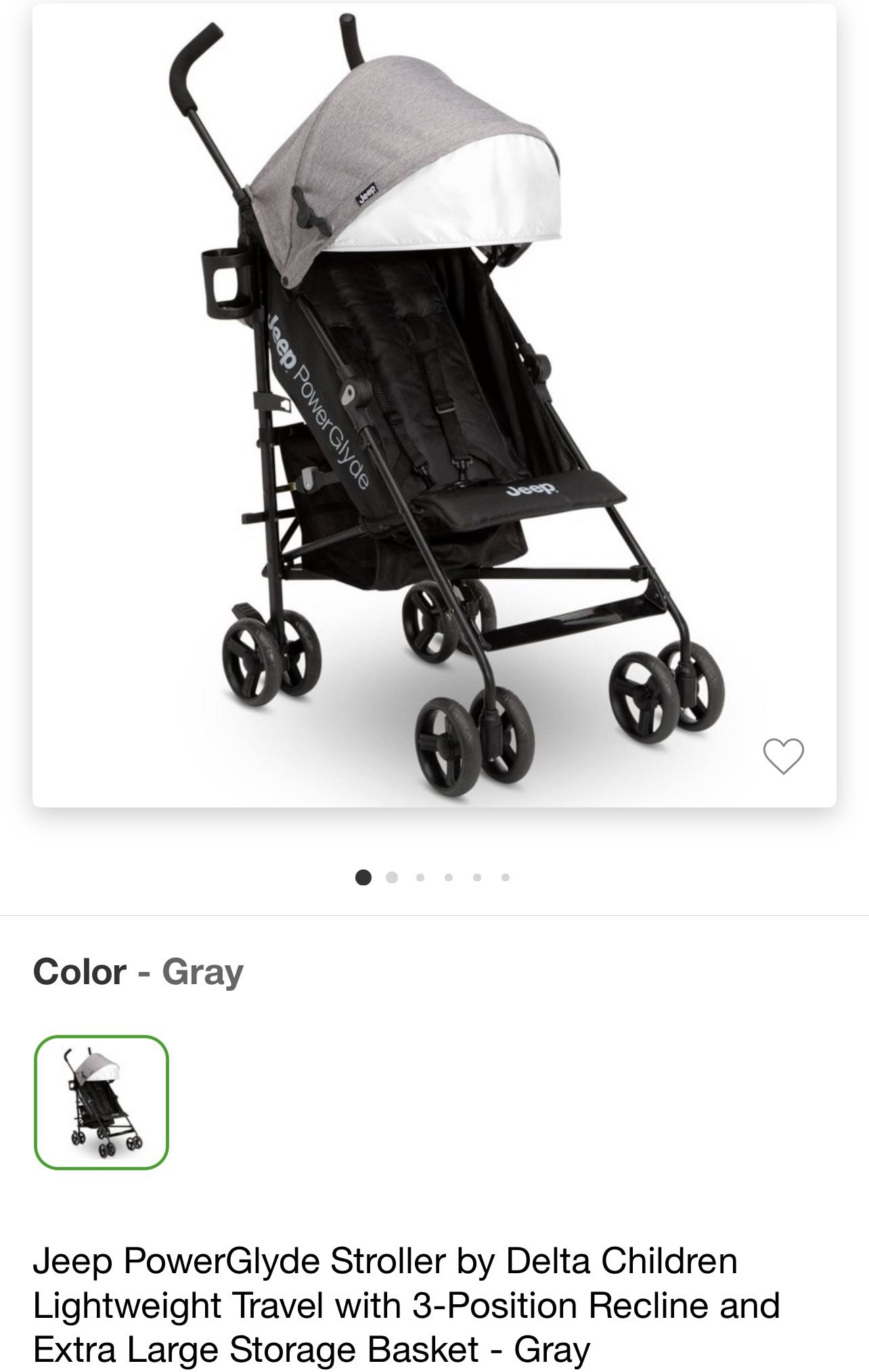 Jeep PowerGlyde Stroller By Delta Children Lightweight Travel With 3-Position Recline