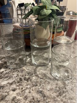 Clear Glass Drinking Glasses Set of 7