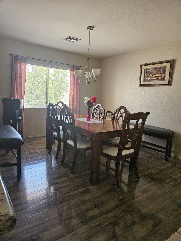 Heavy Wooden Table With 6 Chairs