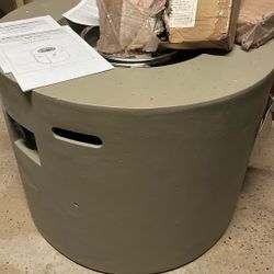 Caelan Round Concrete Propane Smokeless Fire Pit Table with Hidden Fuel Tank
