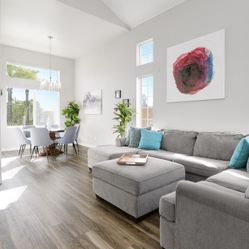 Large Chenille Sofa With Chaise Lounge