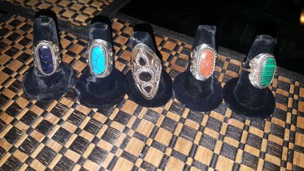 Adjustable Rings Genuine Stone Onyx Malaquite turquiose hand made in Peru EACH $9