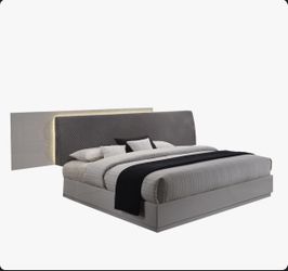 Lyset Upholstered Wide Panel Platform Bed with LED Lighting