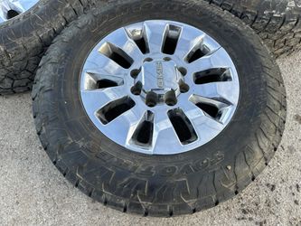 20” Gmc Denali Wheels and Toyo A/T Tires 20 GM Sierra Rims 8 lug 8x180 bolt pattern fit Sierra 2500 Chevy Silverado HD heavy duty Chevrolet Factory or