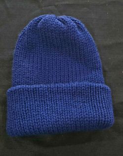 Blue Knit Beanie Hat