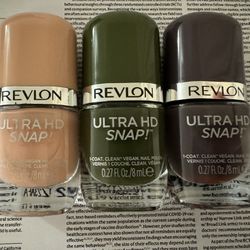 Lot of 3 Revlon Ultra HD Snap! Nail Polish Grounded Command in Chief Keep Cool