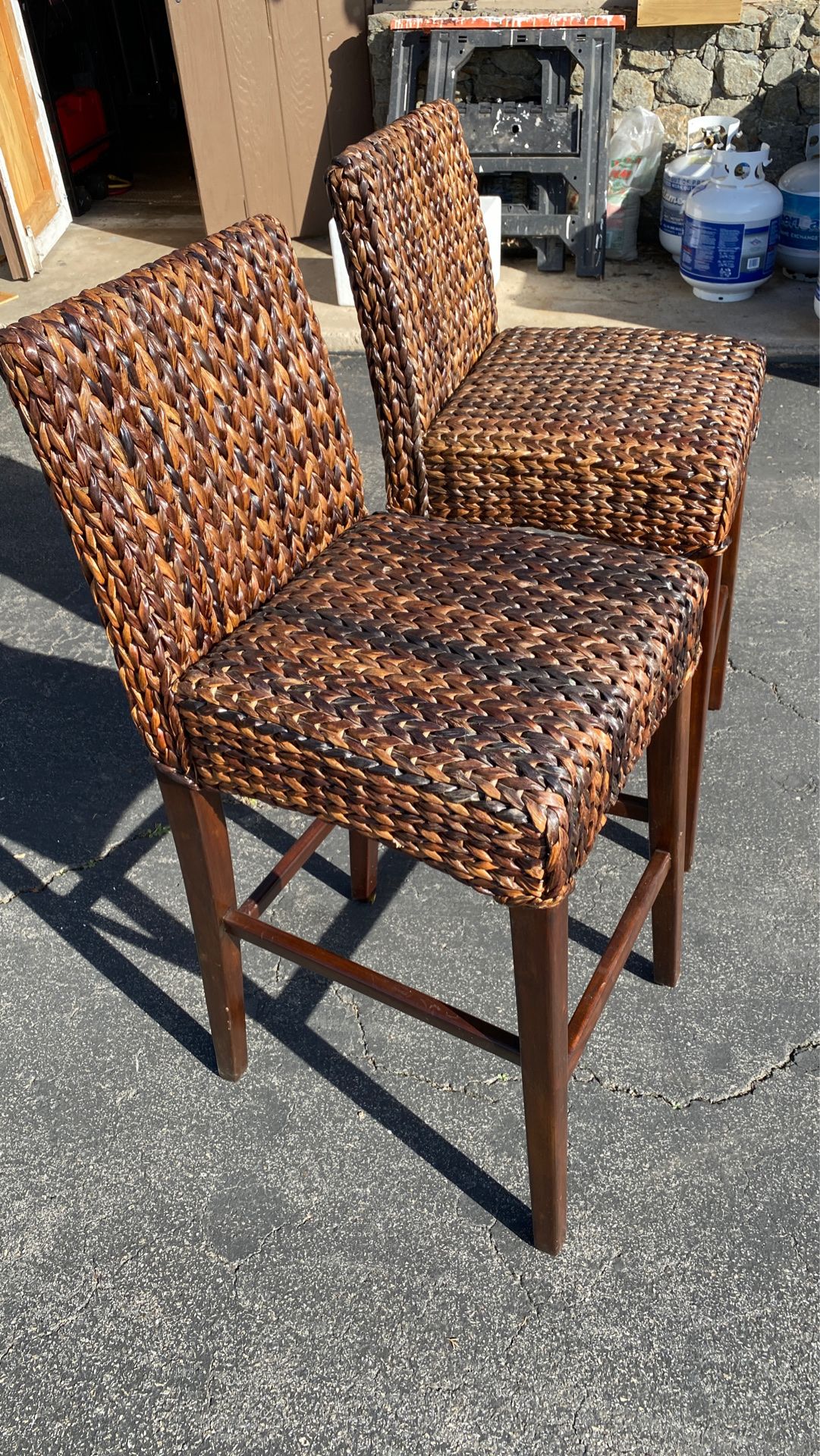 Pottery Barn Seagrass Bar Stools Pair for Sale in Escondido, CA OfferUp