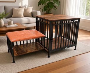 Furniture Style Dog Crate With Entryway Shoe Bench, Indoor Pet Kennel With Wooden Top And Storage Design For Small And Medium Dogs