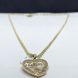 Gold rope chain and 14k gold mom pendant , necklance gold pendant