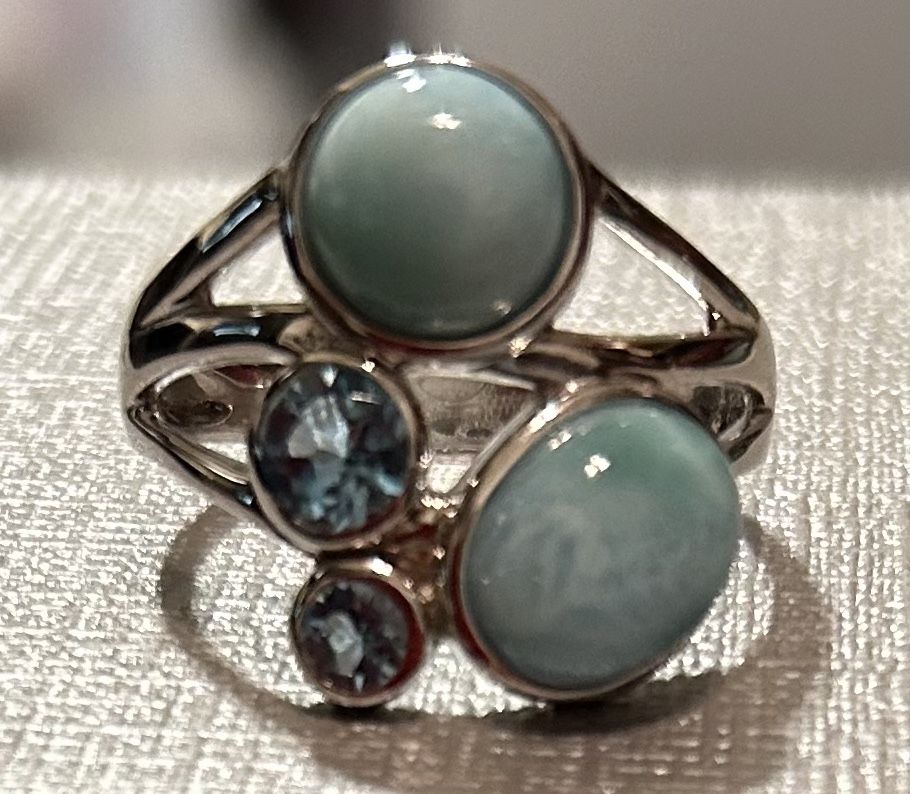 Larimar and Blue Topaz Sterling Silver Ring