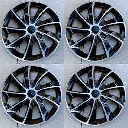 16” Modern Hubcaps 4 Black & Silver Whell Rim Covers For Toyota Honda Hiunday kia nissan scion VW and more Sport style