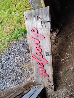 Handmade Welcome Sign w/ Coat Hooks