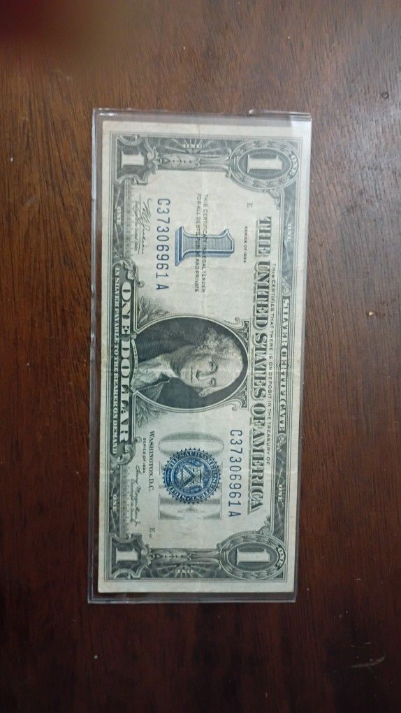 1934 $1 Silver Cert Funny Back