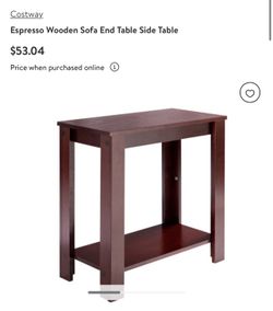 Espresso Wooden Sofa End Table Side Table