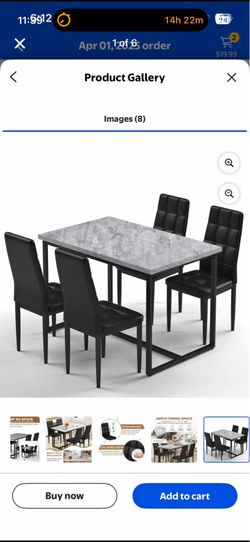 SEGMART Dining Table with 4 Upholstered Chairs