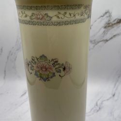 Lenox USA Vintage 1980’s Charleston Cream Silver Edge Pink Blue Flowers Vase